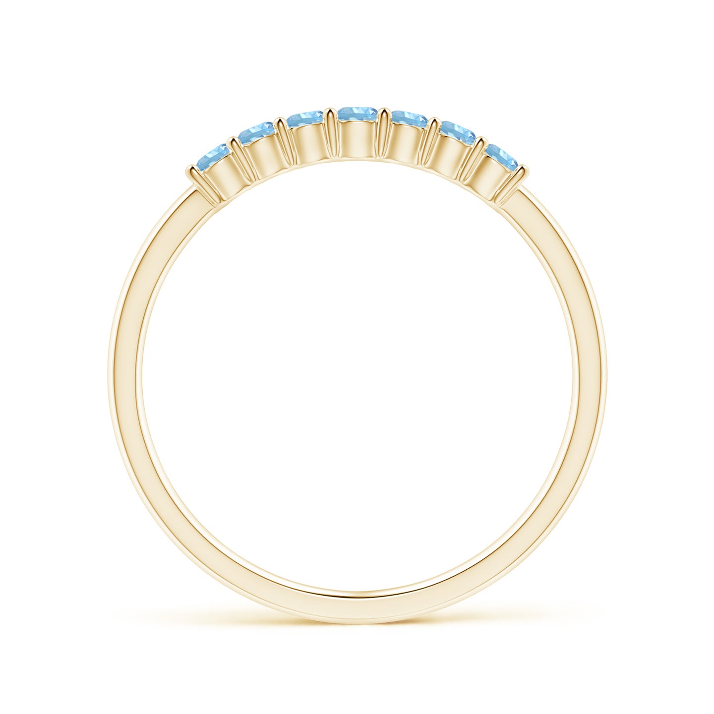 Half Eternity Seven Stone Aquamarine Wedding Ring