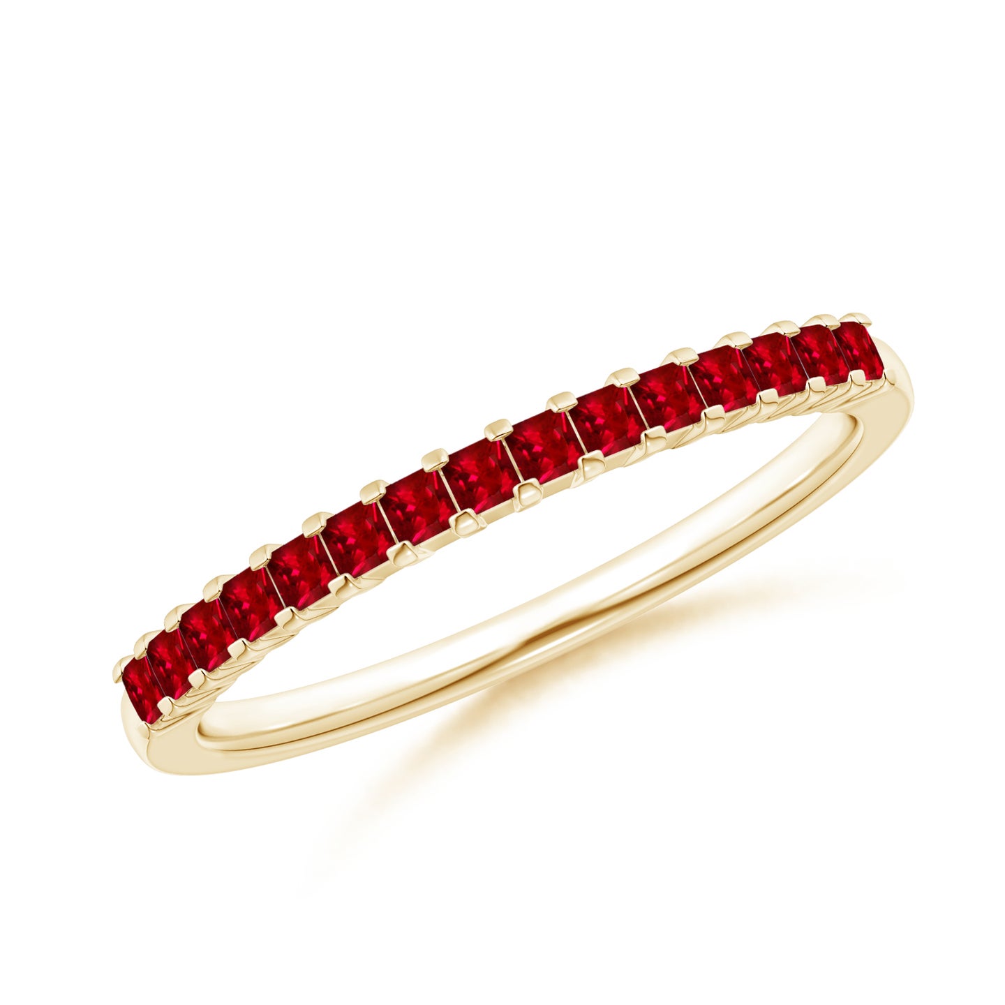 Square Ruby Semi Eternity Classic Wedding Ring
