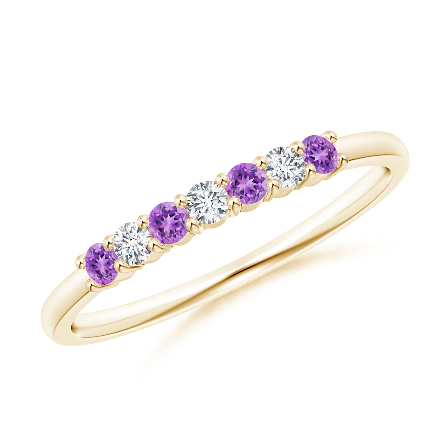 Half Eternity Seven Stone Amethyst and Diamond Wedding Ring