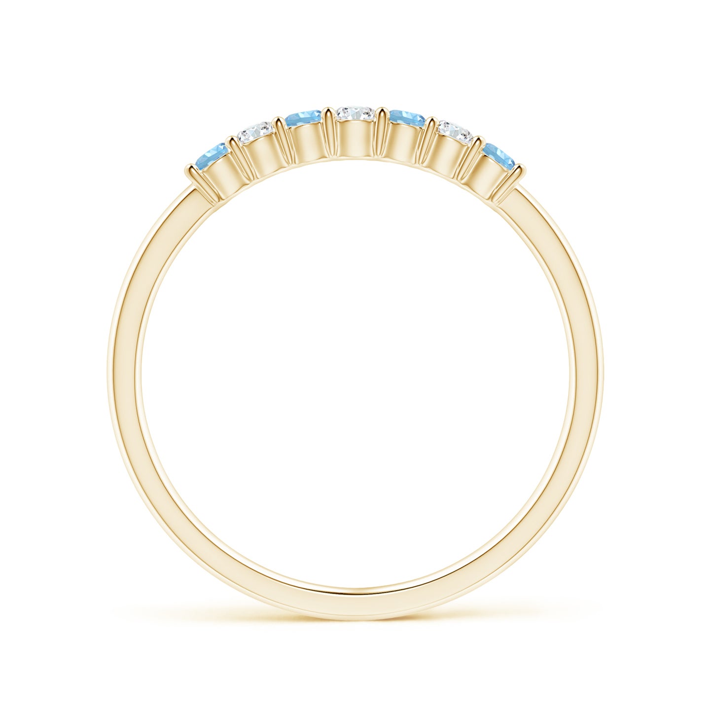 Half Eternity Seven Stone Aquamarine and Diamond Wedding Ring