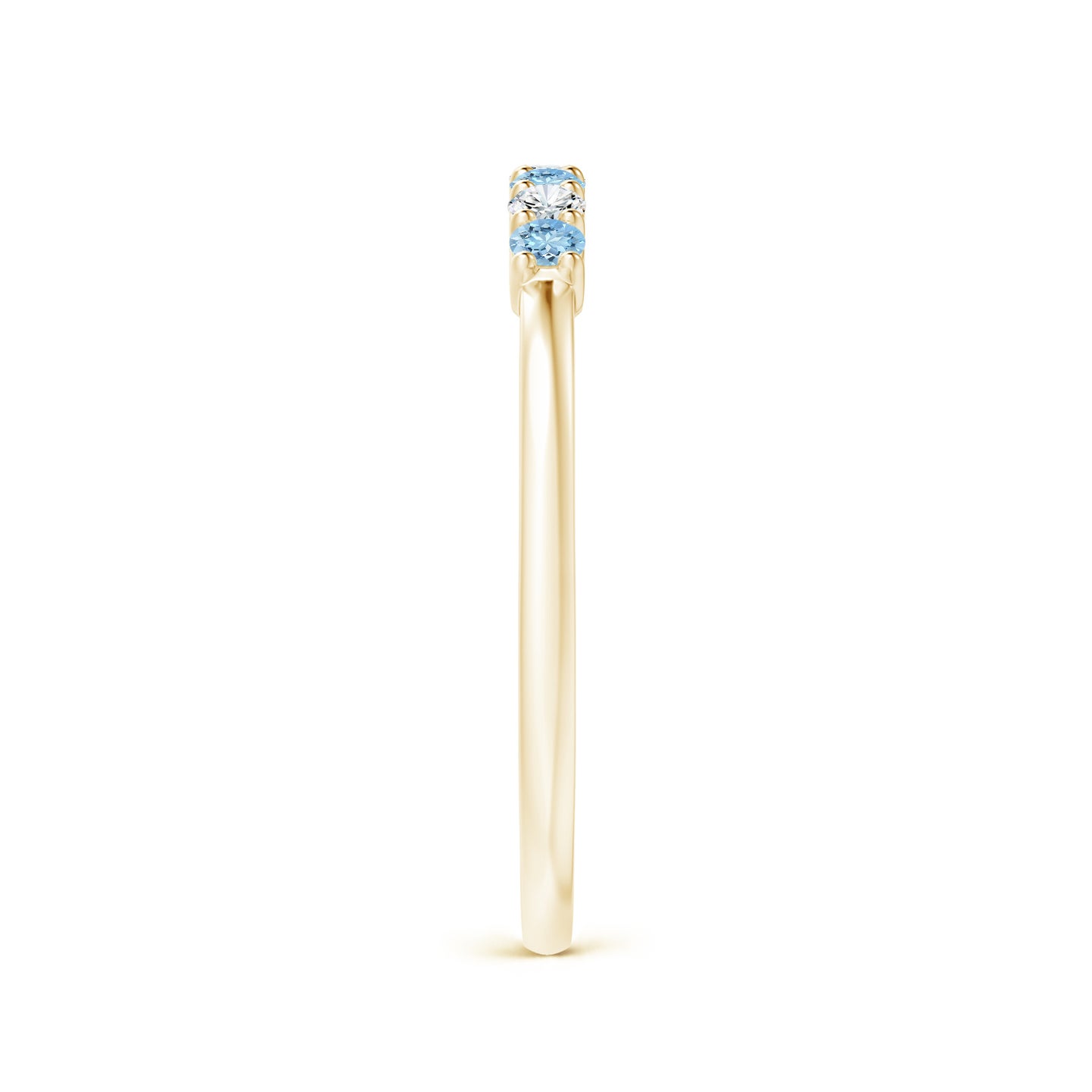 Half Eternity Seven Stone Aquamarine and Diamond Wedding Ring