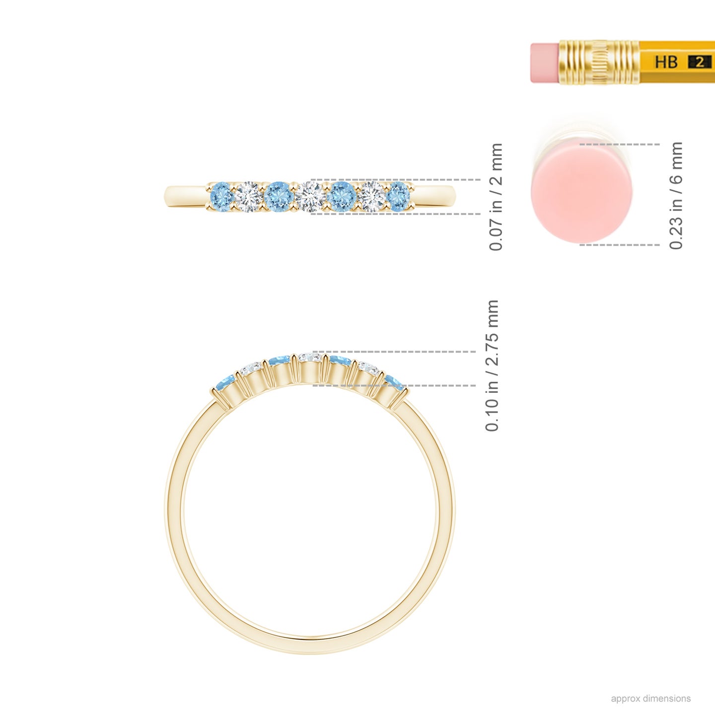 Half Eternity Seven Stone Aquamarine and Diamond Wedding Ring