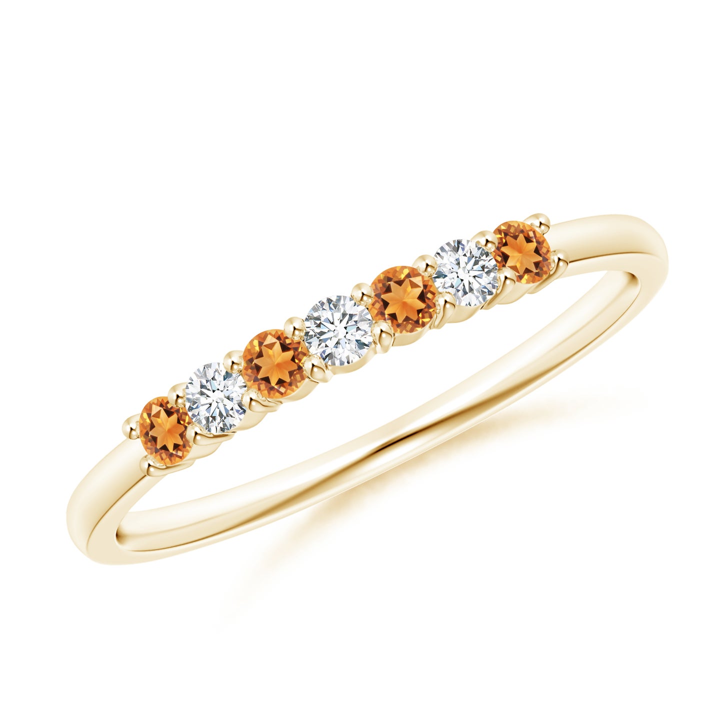 Half Eternity Seven Stone Citrine and Diamond Wedding Ring