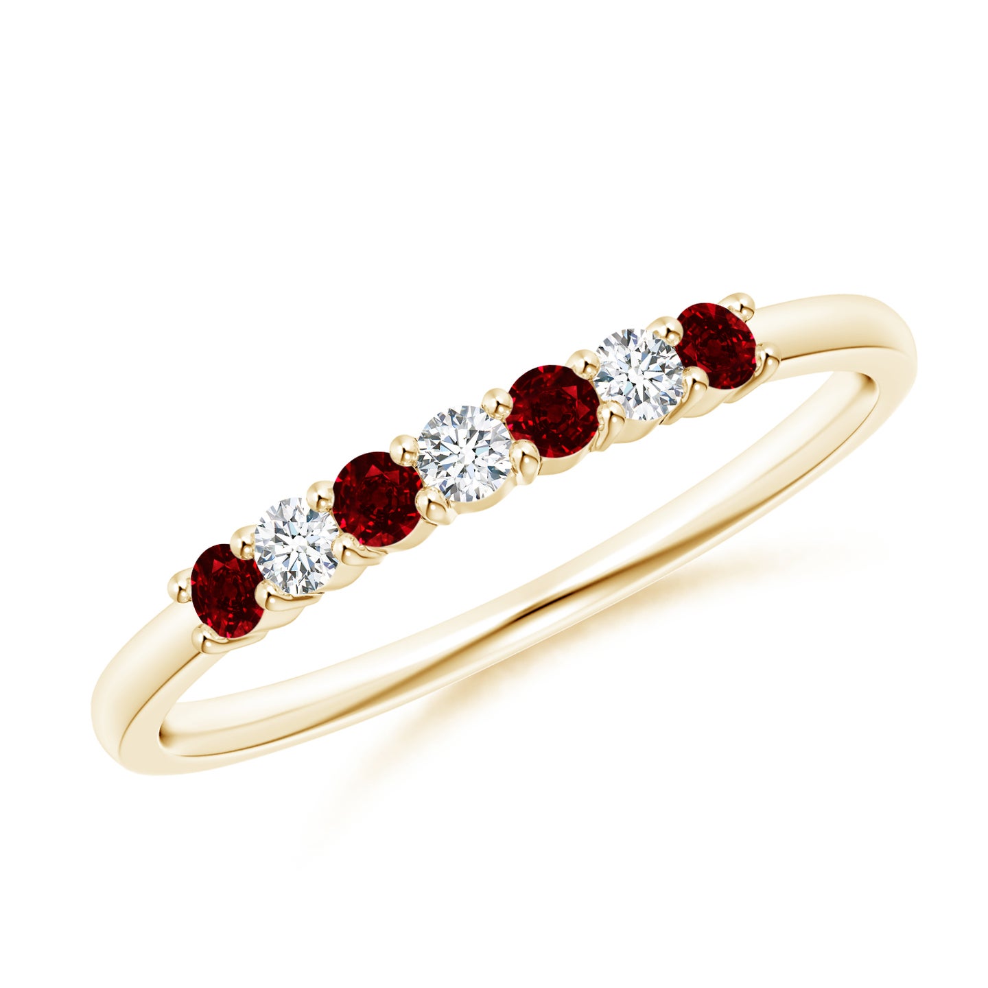 Half Eternity Seven Stone Ruby and Diamond Wedding Ring