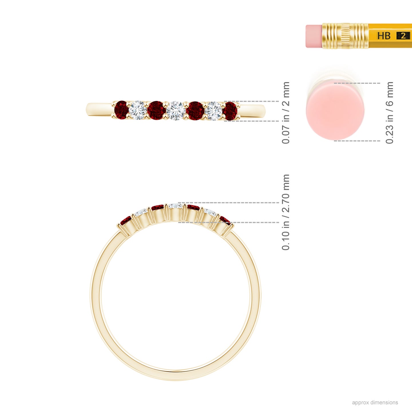 Half Eternity Seven Stone Ruby and Diamond Wedding Ring