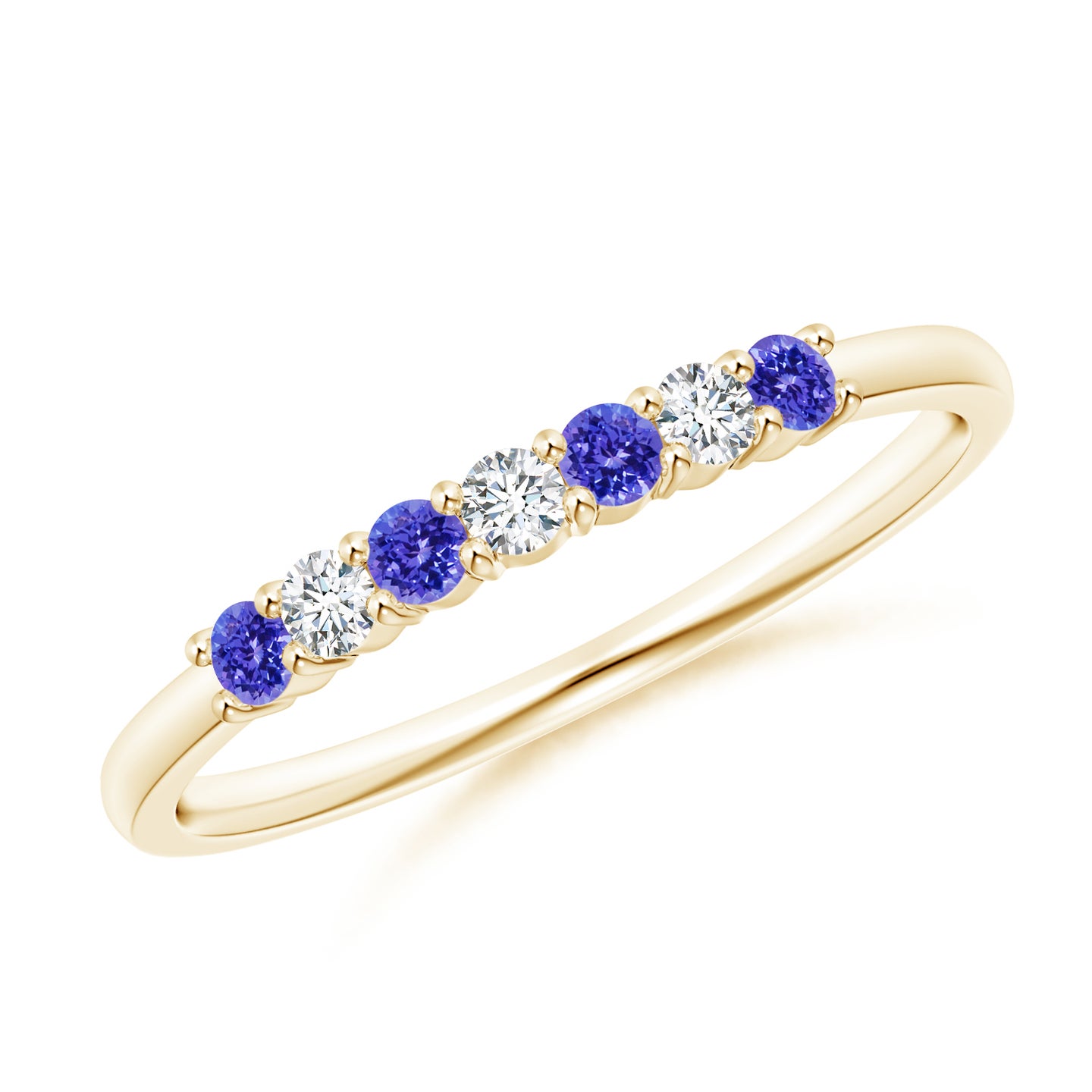 Half Eternity 7 Stone Tanzanite and Diamond Wedding Ring