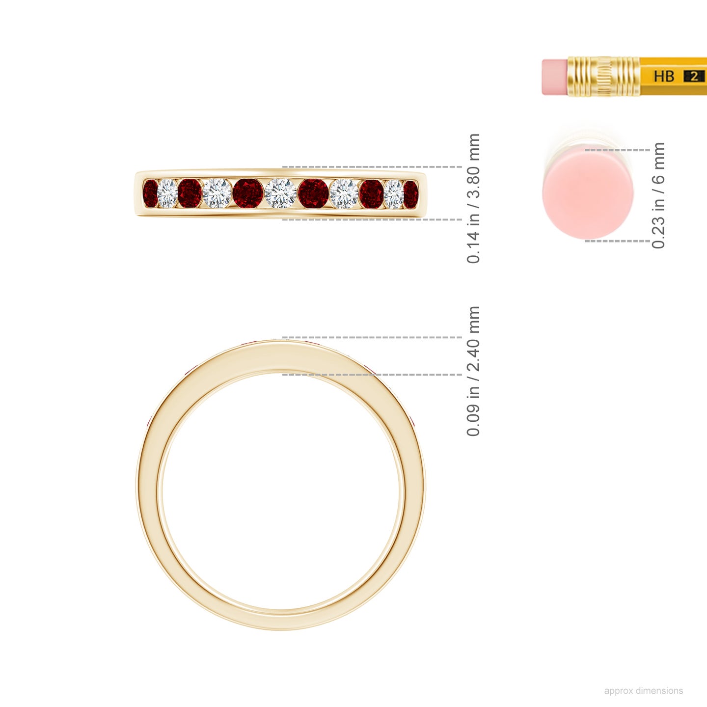 Channel Set Ruby and Diamond Semi Eternity Ring