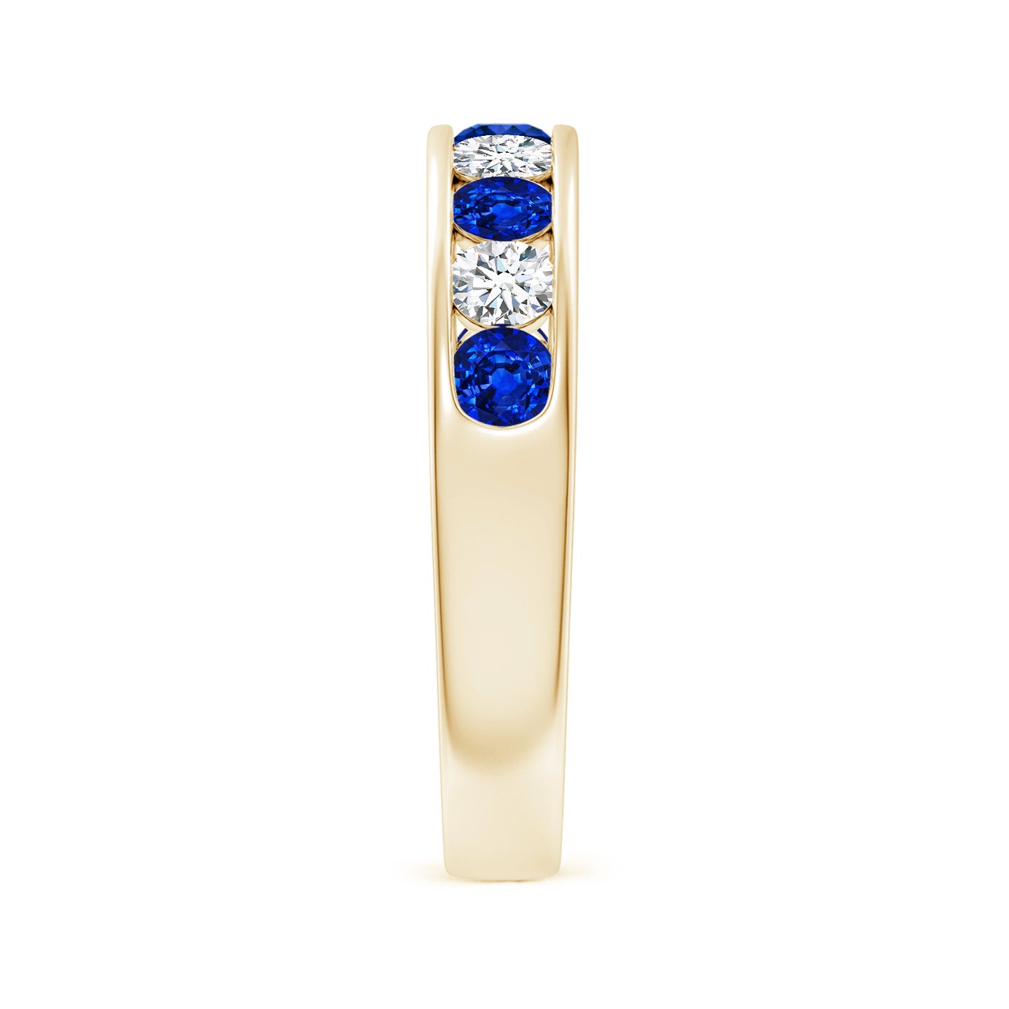 Lab-Grown Channel Set Blue Sapphire and Diamond Semi Eternity Ring