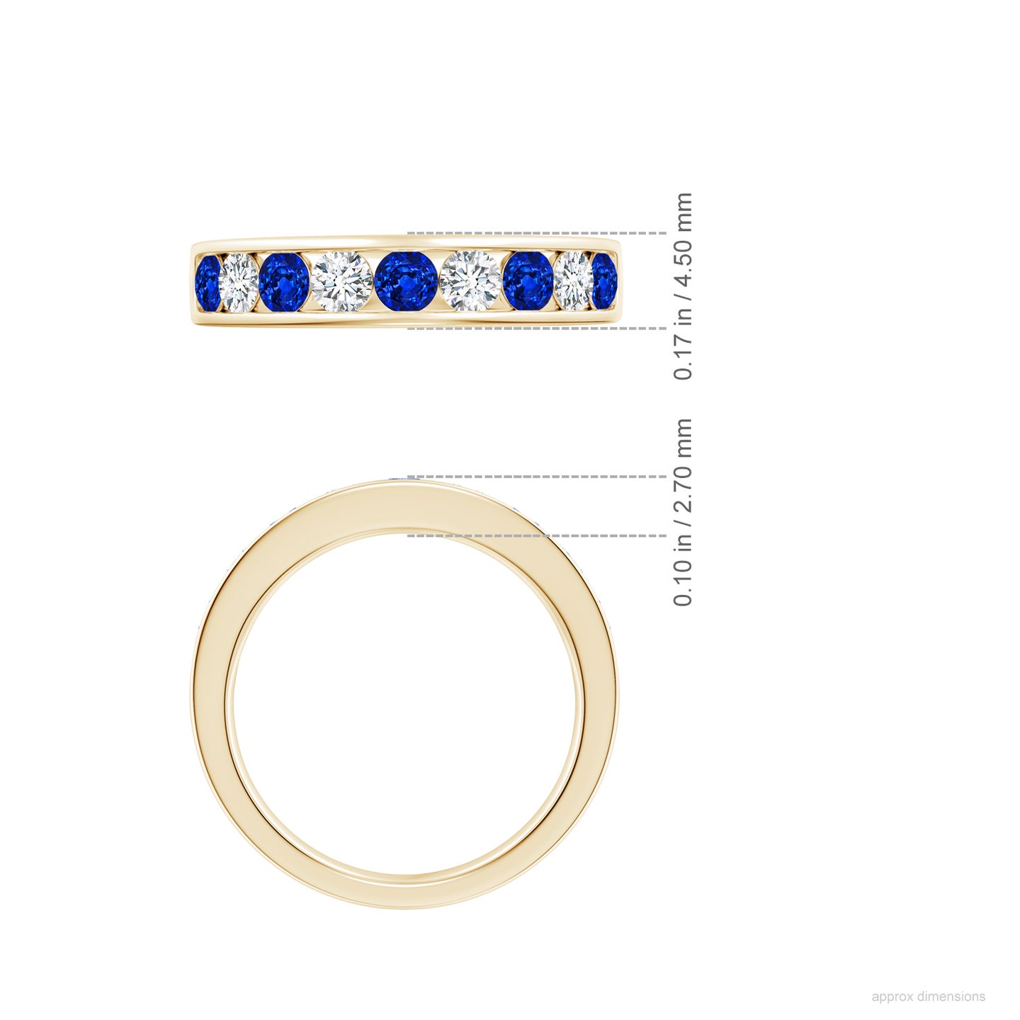 Lab-Grown Channel Set Blue Sapphire and Diamond Semi Eternity Ring