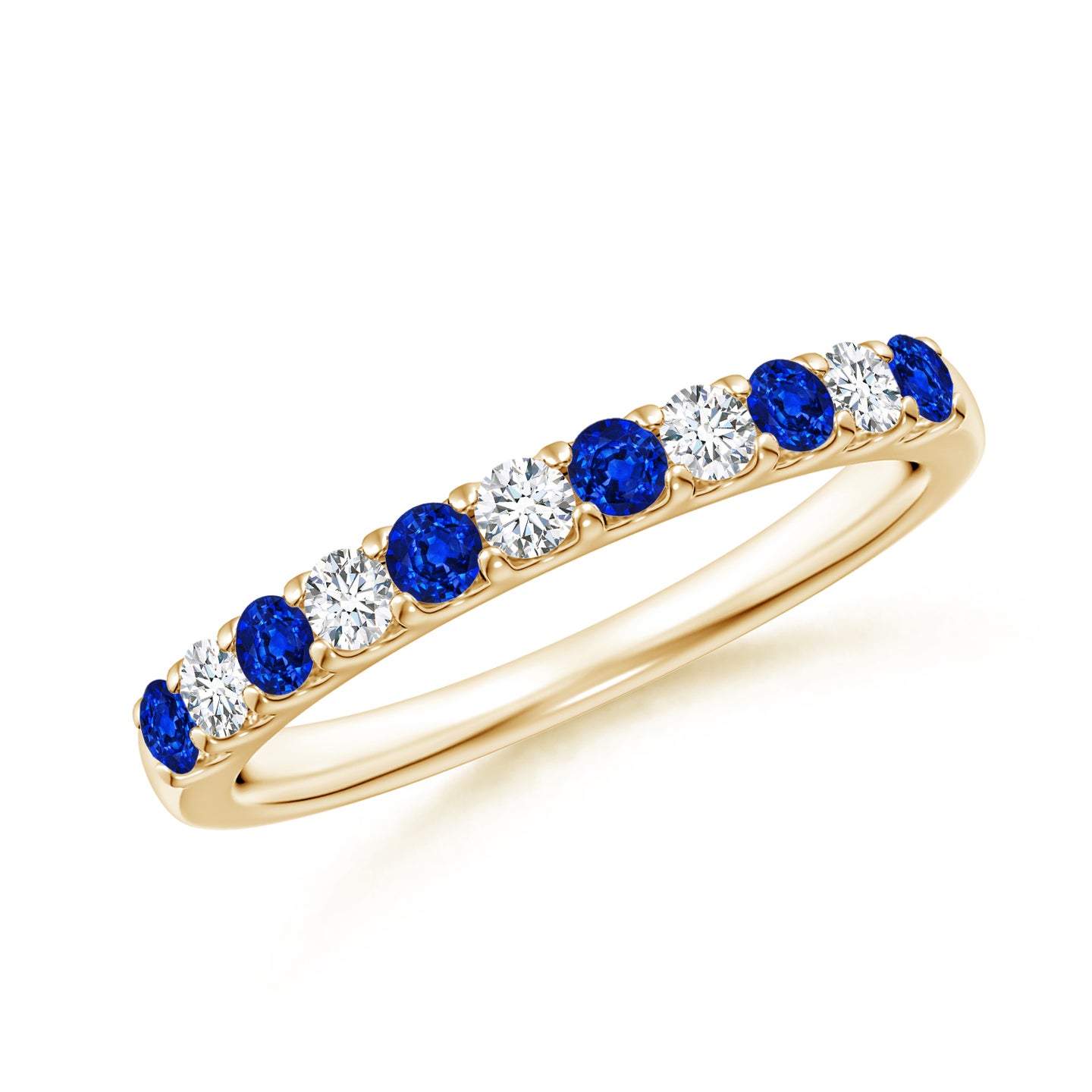 Shared Prong Sapphire and Diamond Half Eternity Ring Shared Prong Sapphire and Diamond Half Eternity Ring
