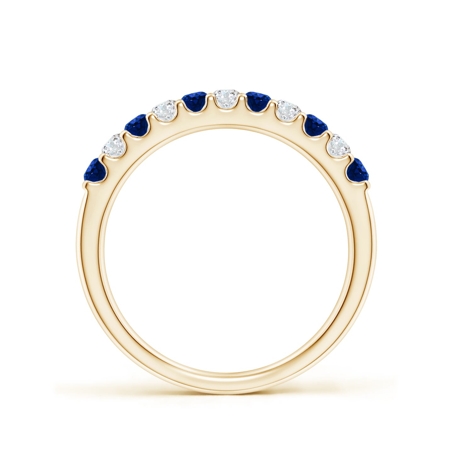 Shared Prong Sapphire and Diamond Half Eternity Ring Shared Prong Sapphire and Diamond Half Eternity Ring