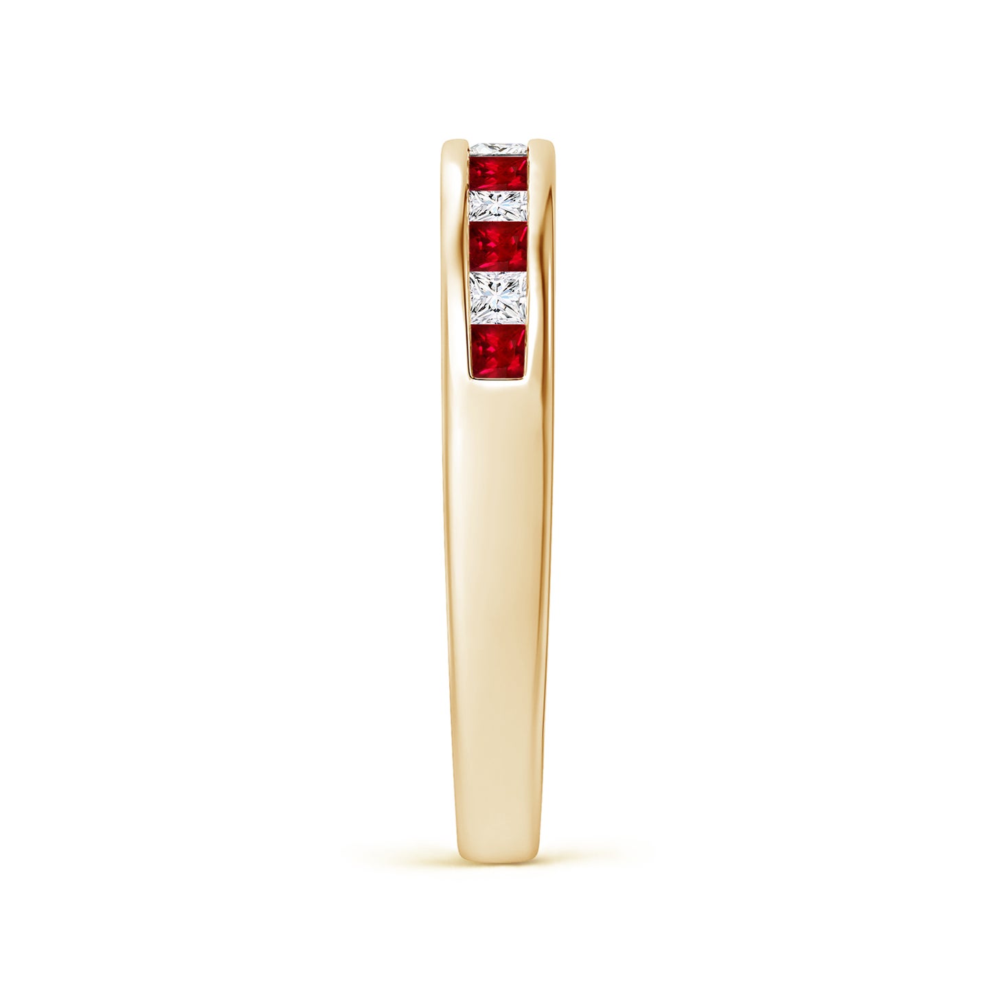 Channel Square Ruby and Diamond Half Eternity Ring
