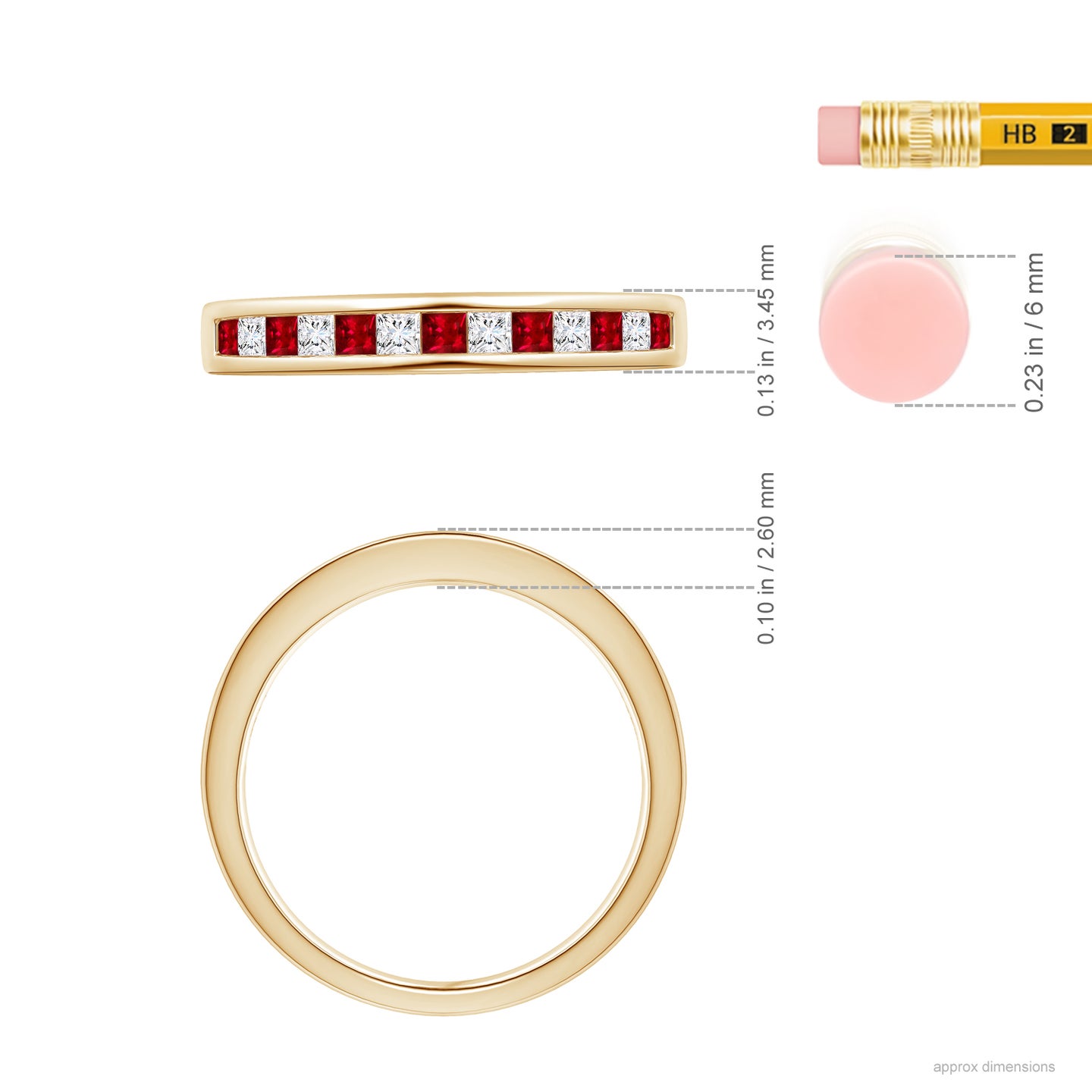 Channel Square Ruby and Diamond Half Eternity Ring