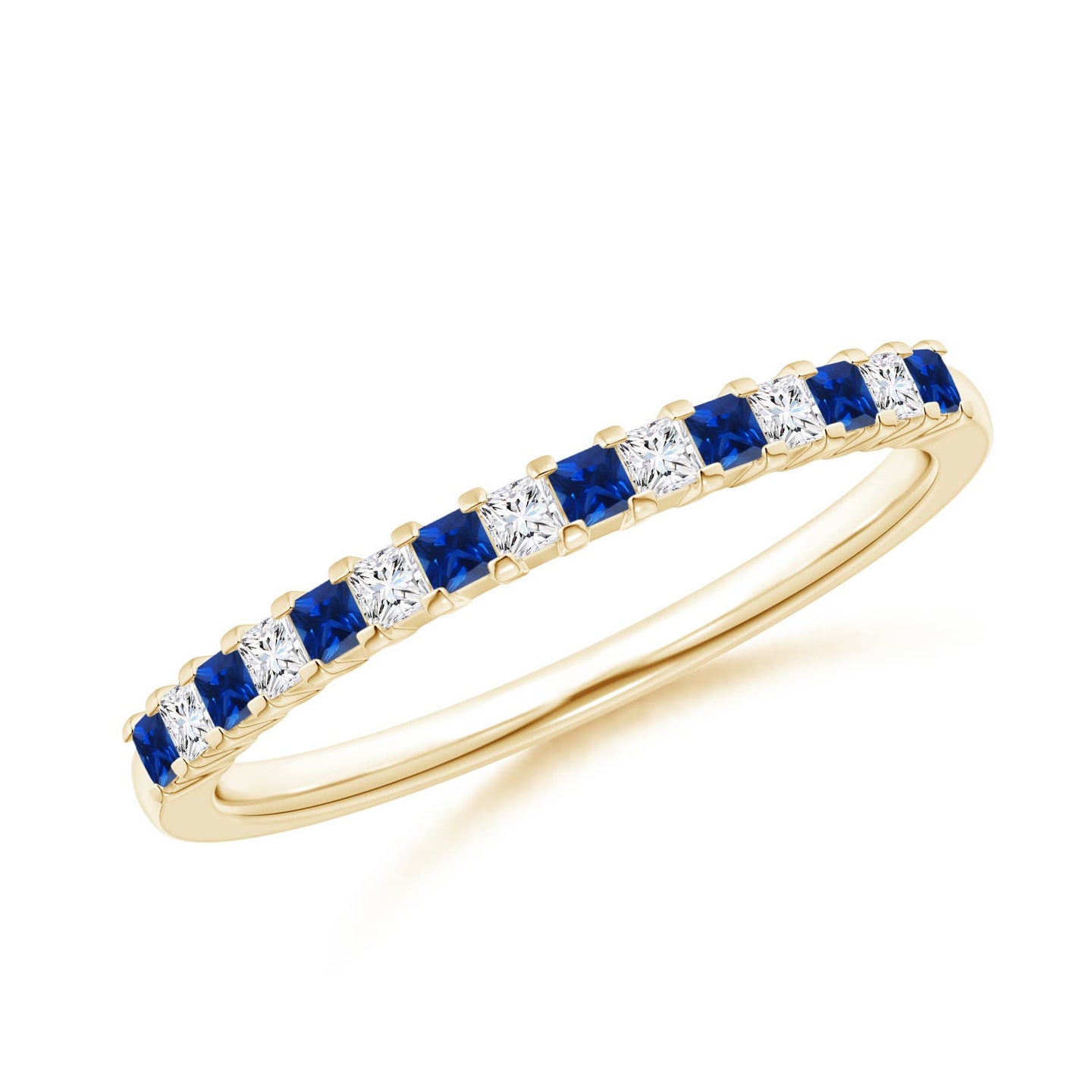Blue Sapphire and Diamond Semi Eternity Classic Wedding Ring Blue Sapphire and Diamond Semi Eternity Classic Wedding Ring