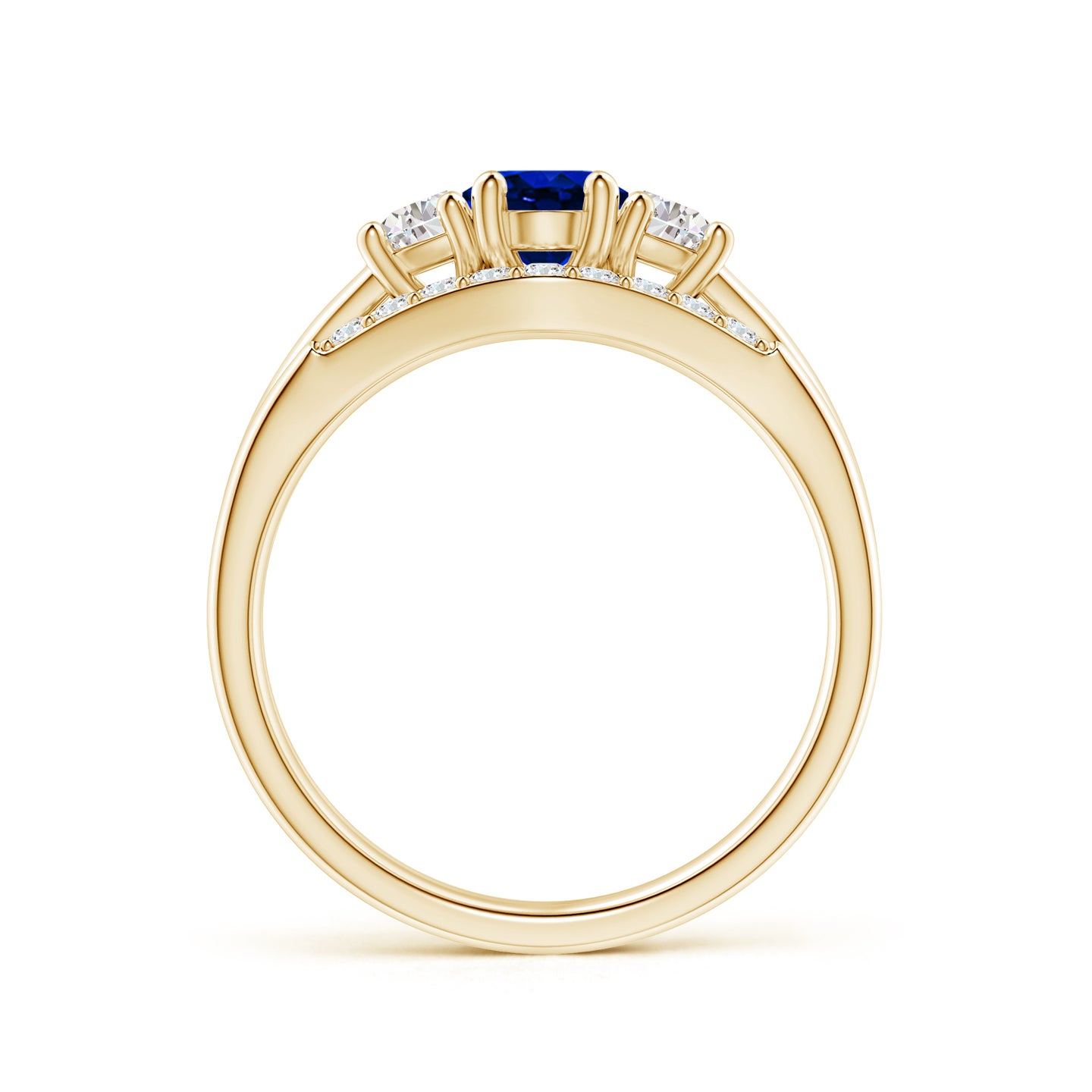 Lab-Grown Classic Sapphire and Diamond Three Stone Bridal Set