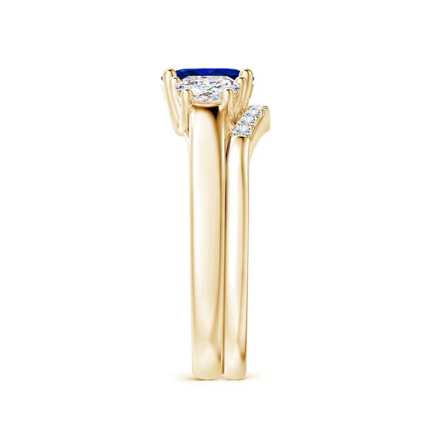 Lab-Grown Classic Sapphire and Diamond Three Stone Bridal Set