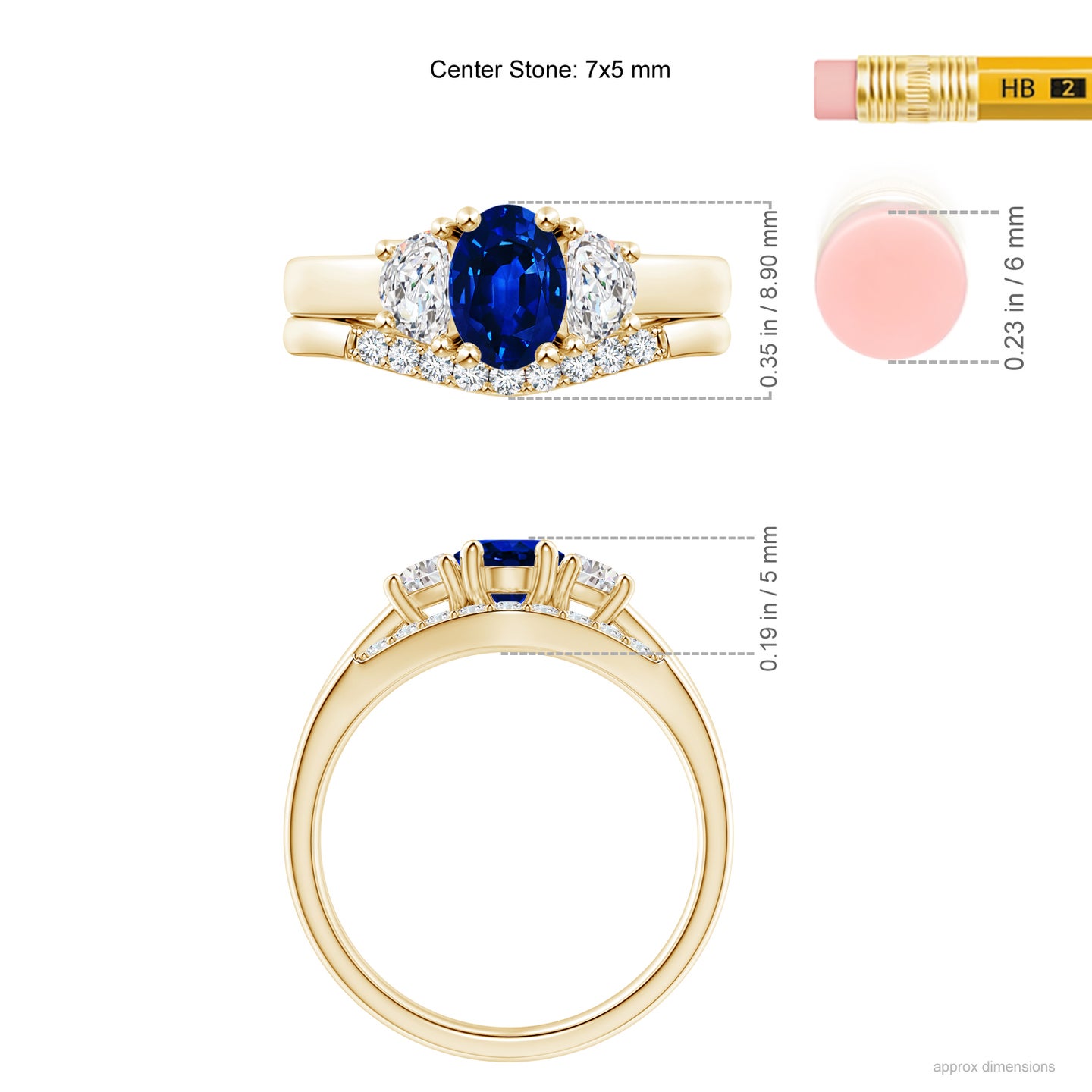 Lab-Grown Classic Sapphire and Diamond Three Stone Bridal Set