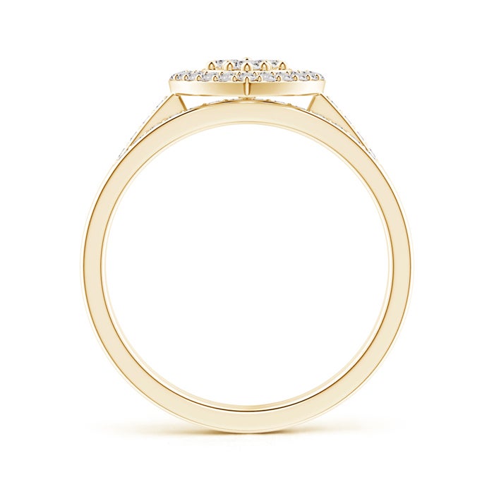 2.4mm II1 Floating Trio Diamond Heart Halo Bridal Set in Yellow Gold