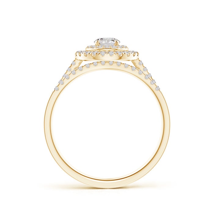4.2mm II1 Round Diamond Floating Double Halo Bridal Set in Yellow Gold